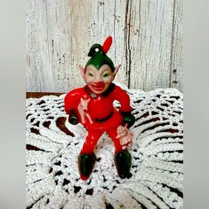 RARE Vintage Rosbro Elf Christmas Ornament